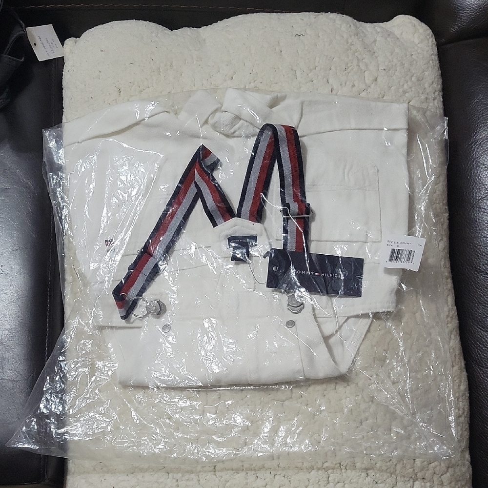 White Tote Bag with Red and Blue Straps